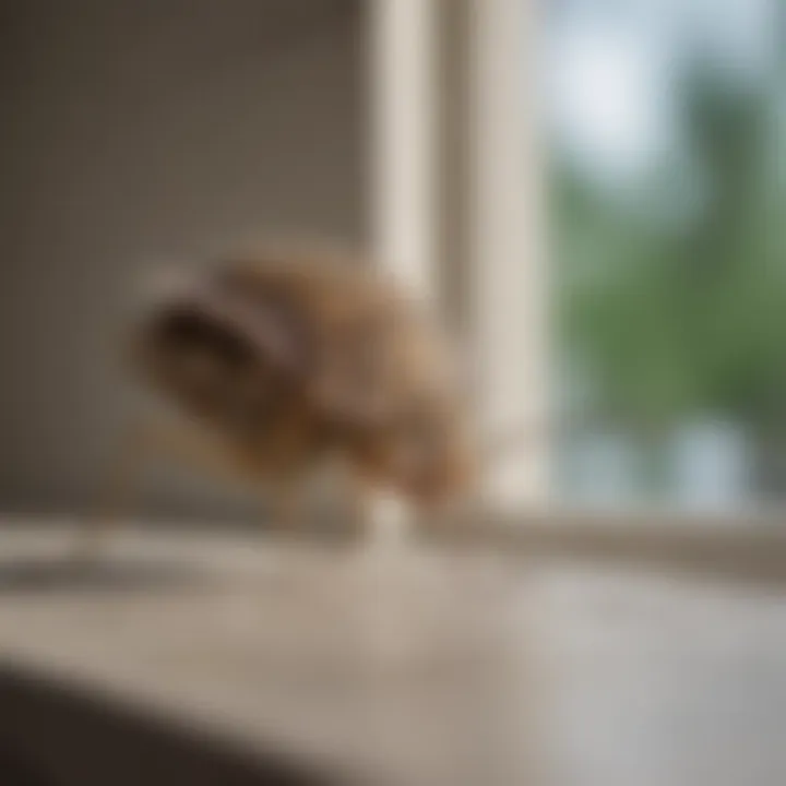 Close-up of a stink bug on a window sill