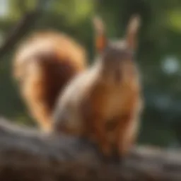 A squirrel perched on a tree branch, observing its surroundings.