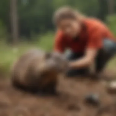 A homeowner applying humane traps for groundhogs