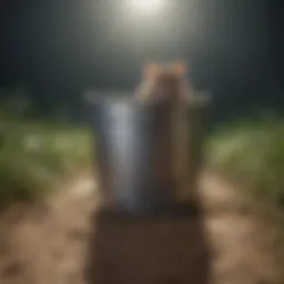 A meticulously arranged bucket trap designed for catching mice