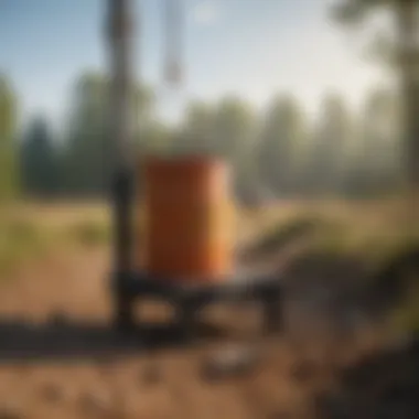 A demonstration of the bucket trap set up in a strategic location