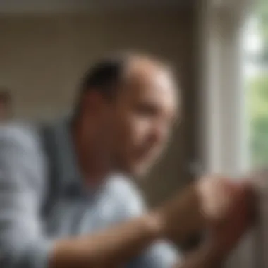Pest control technician inspecting a home
