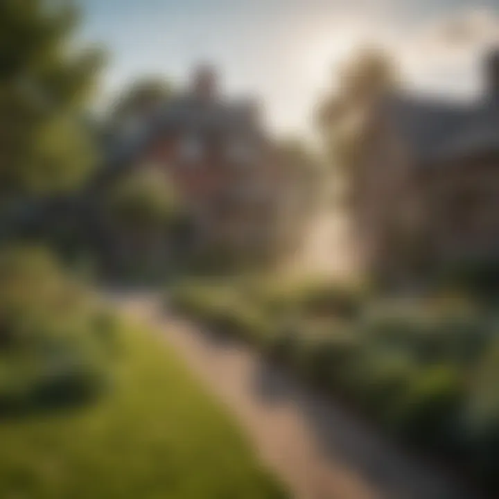 An overview of a residential yard with visible areas of yard spraying for mosquitoes.