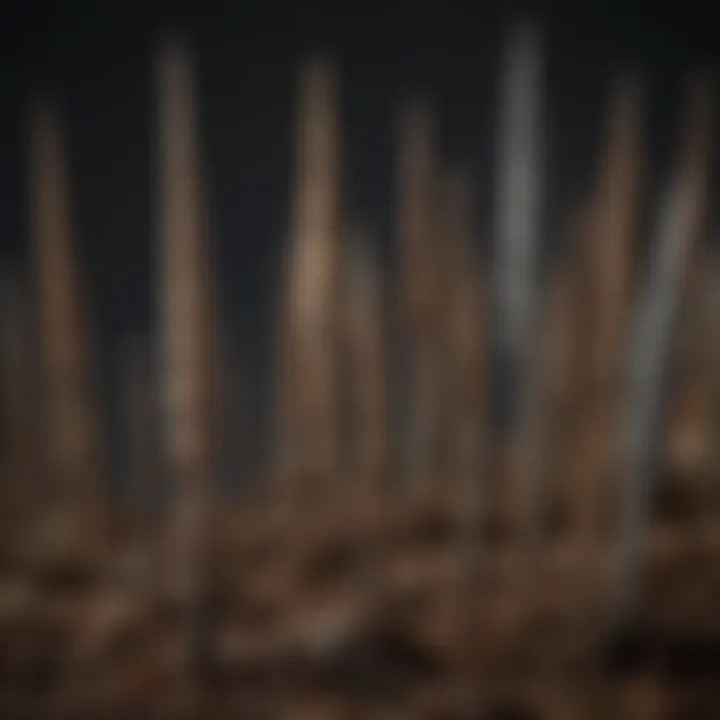 Variety of bird spikes on a display