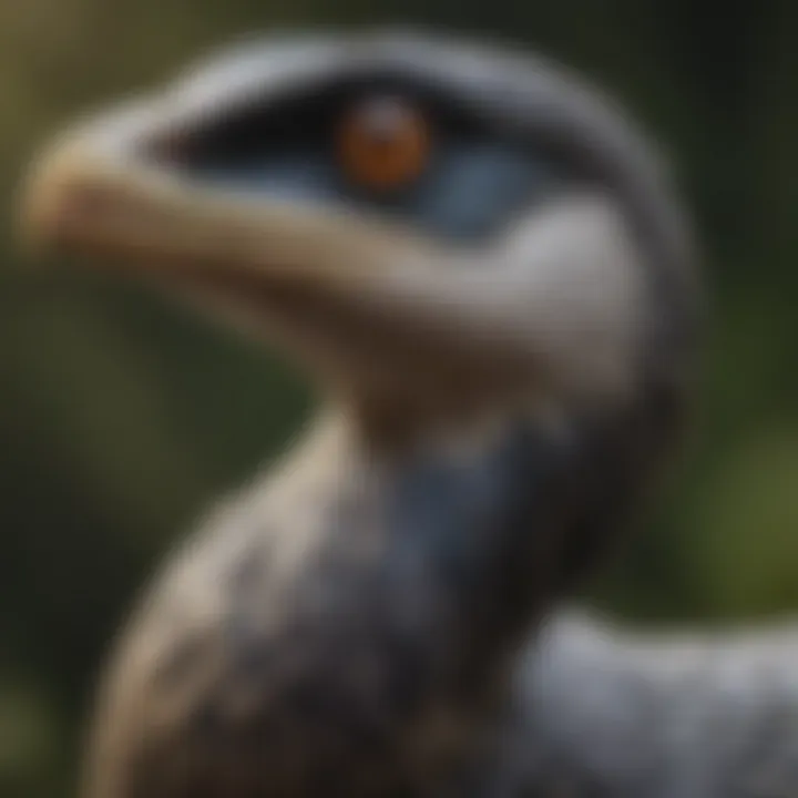 A close-up of a snake bird displaying its distinctive features.