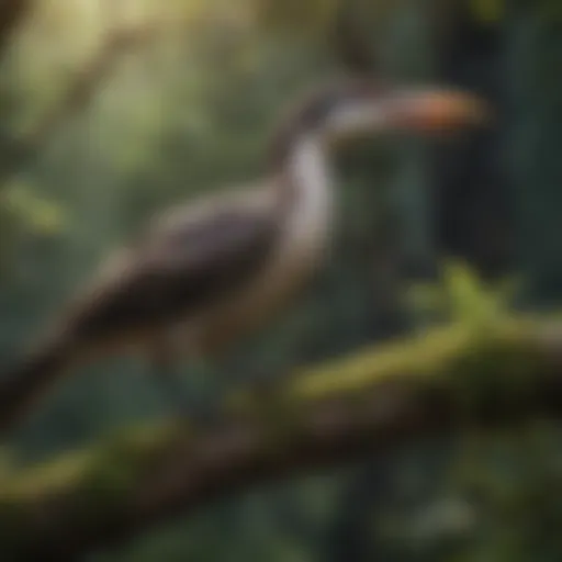 A snake bird perched on a branch while observing its surroundings.