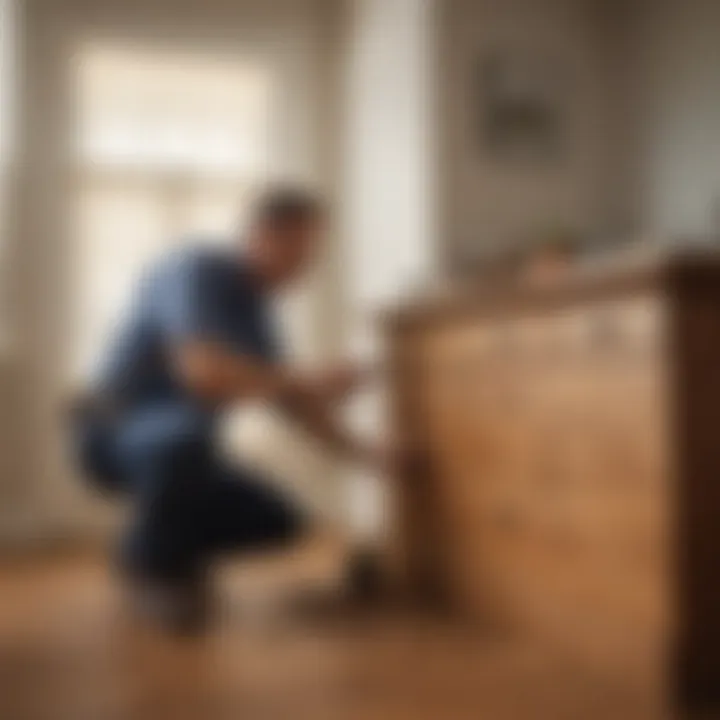 An exterminator inspecting a residential property for termites