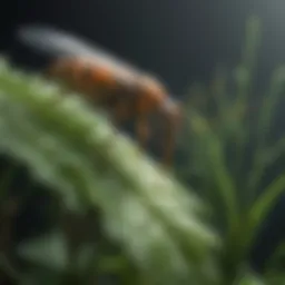 Close-up of Pyganic insecticide spray applied on plants