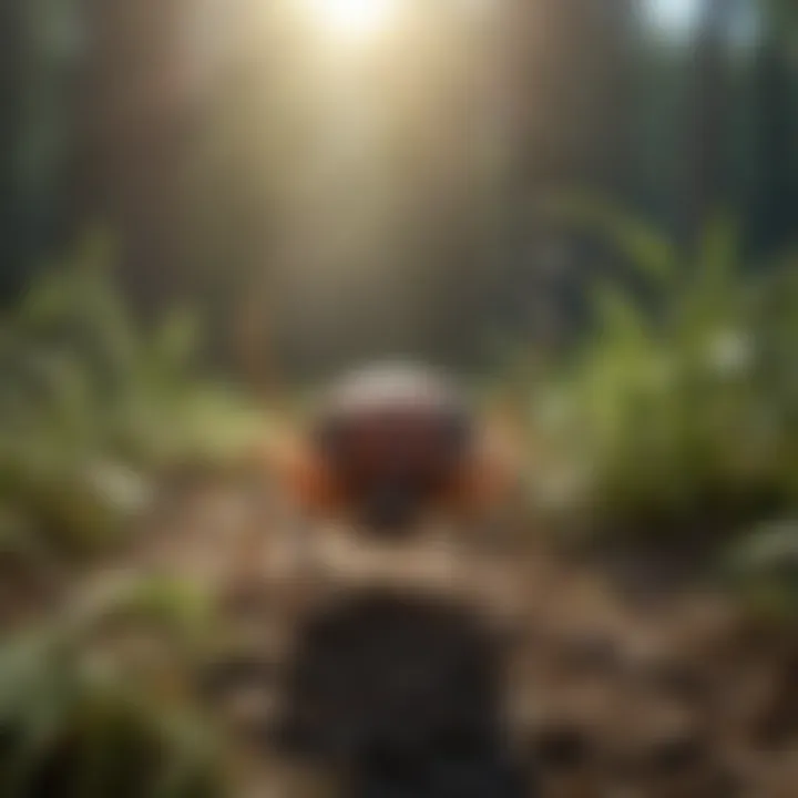 Close-up view of a tick on vegetation