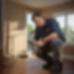 Pest control technician inspecting a residential property for pest issues