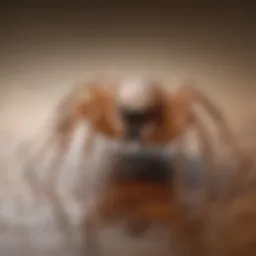 Close-up view of a house spider in its natural habitat