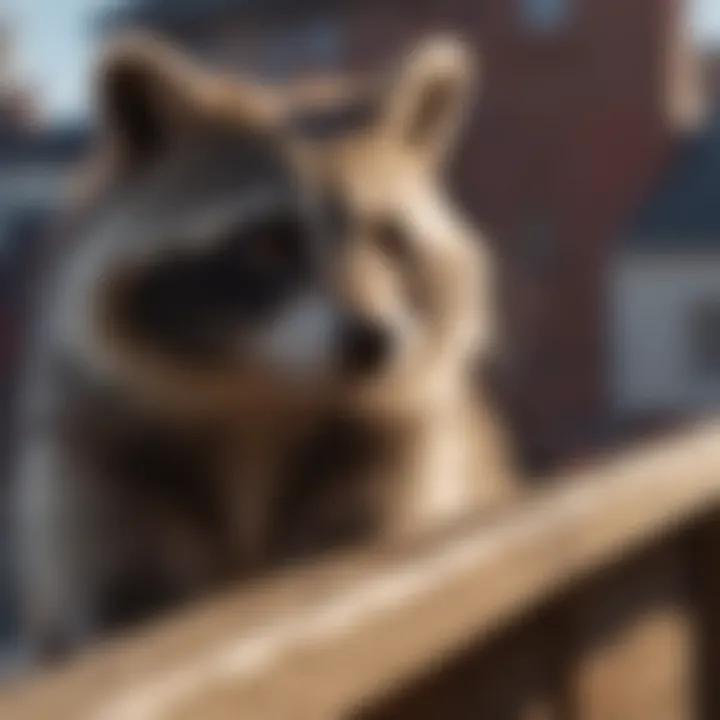 Raccoon on a rooftop looking around