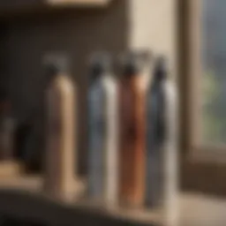 A variety of home sprays lined up on a shelf