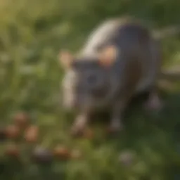Close-up of rat droppings on grass