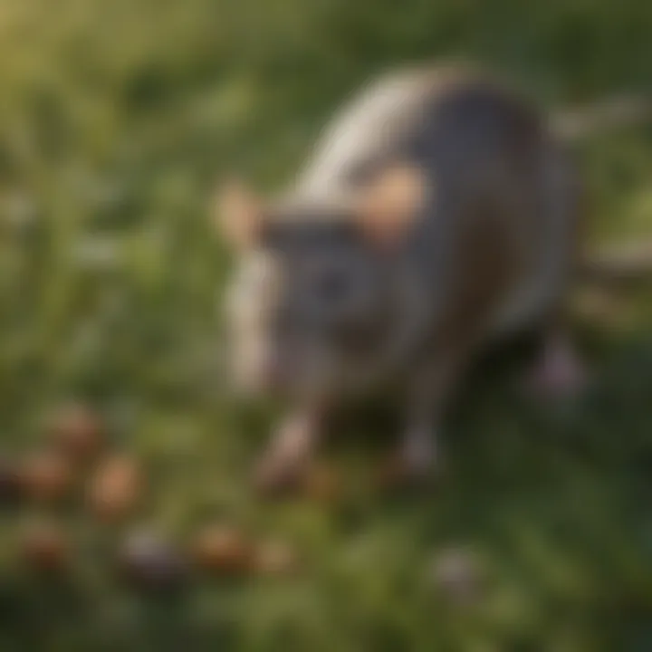 Close-up of rat droppings on grass