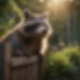 A well-constructed raccoon barrier around a residential garden.