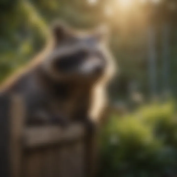 A well-constructed raccoon barrier around a residential garden.