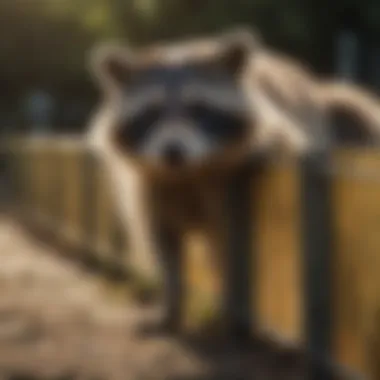 Maintaining Raccoon Barriers Effectively Homeowner inspecting a raccoon barrier for maintenance.