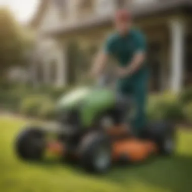 Lawn care professional at work