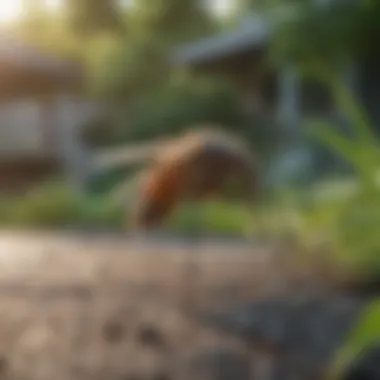 A homeowner applying eco-friendly mosquito repellent in their yard