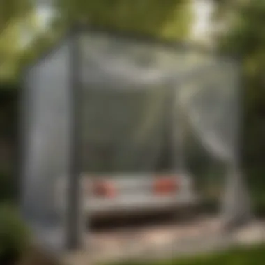 Mosquito Net in a New Jersey Backyard A serene backyard in New Jersey with a mosquito net covering a seating area