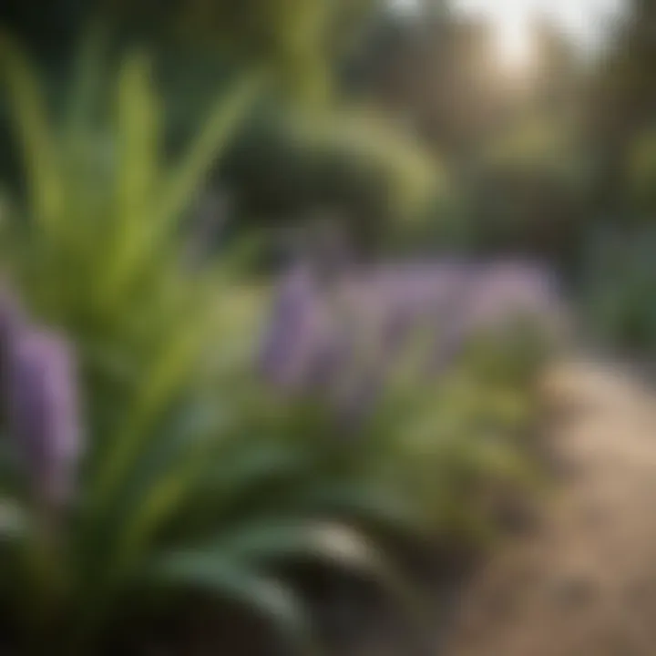 A close-up of natural mosquito repellent plants, such as citronella and lavender