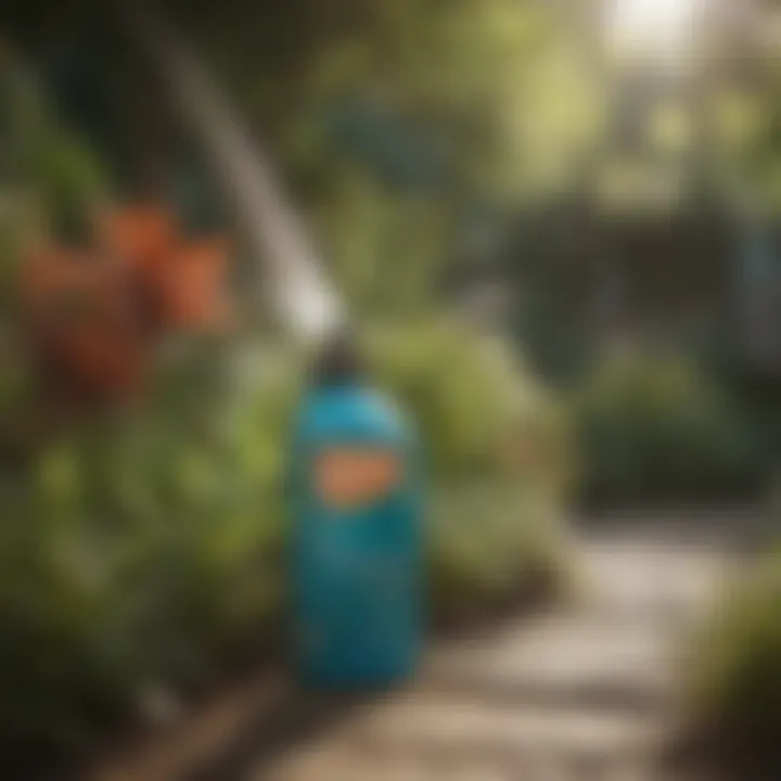 A professional applying mosquito spray in a residential garden.