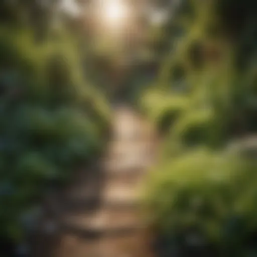 A lush green yard filled with natural plants and herbs that repel fleas.