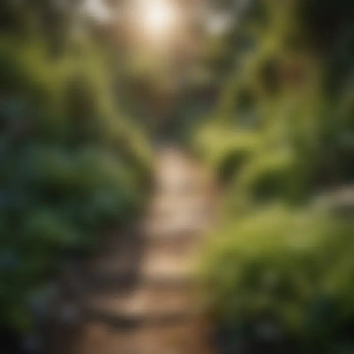 A lush green yard filled with natural plants and herbs that repel fleas.