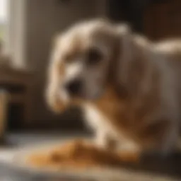 Close-up of a dog being treated for fleas with powder