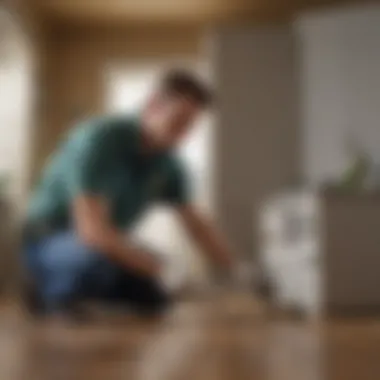 A pest control professional applying treatment in a home