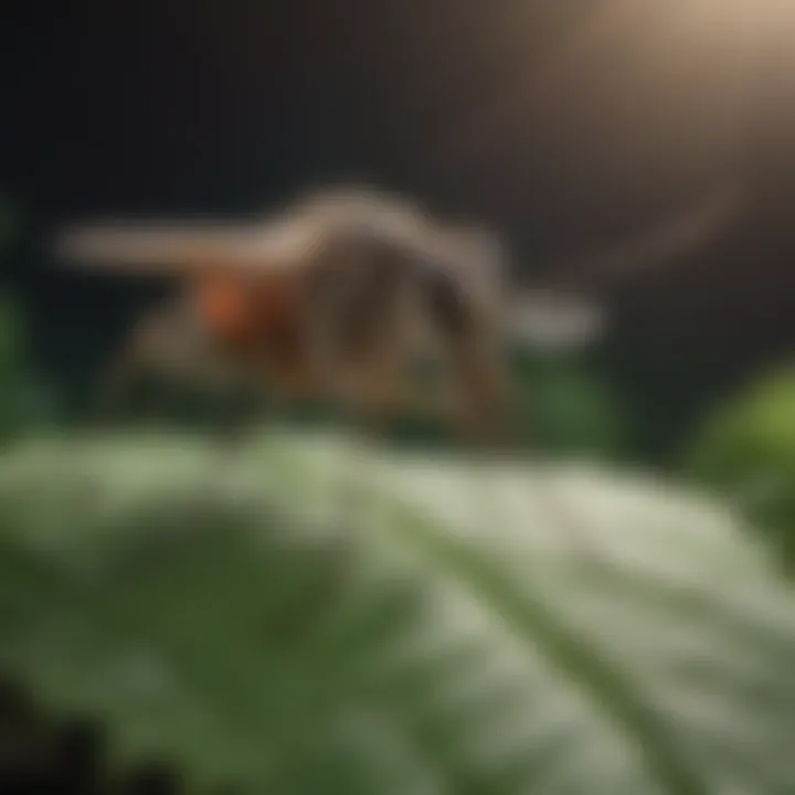 Close-up of a mosquito resting on a leaf
