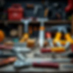 A variety of pest control tools neatly arranged on a surface.