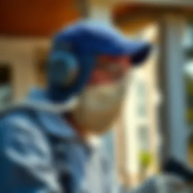 Professional Pest Control Assessment A professional pest control technician assessing a residential property.