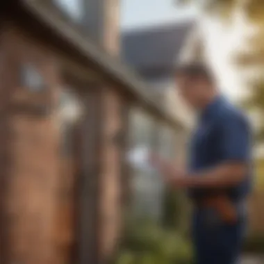 A homeowner inspecting their property for pest signs