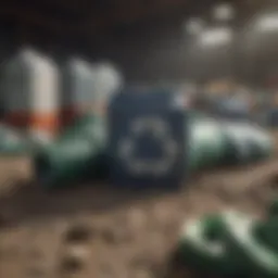 Recycling symbol with pesticide containers