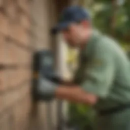 A close-up of a pest control technician applying eco-friendly treatment in a New Orleans home.