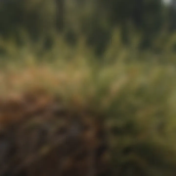 A close-up view of pine needle damage caused by pests