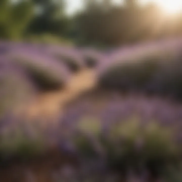 Thick foliage of lavender plants with a rich aroma