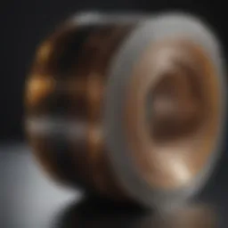 Close-up view of scare tape glistening in sunlight