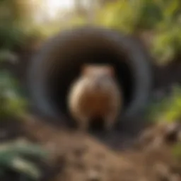 Gopher tunneling activity in a garden