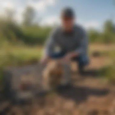 Humane gopher traps set in a yard