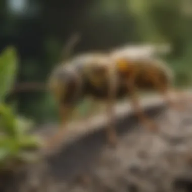 An outdoor area being treated for yellow jackets using natural repellents.