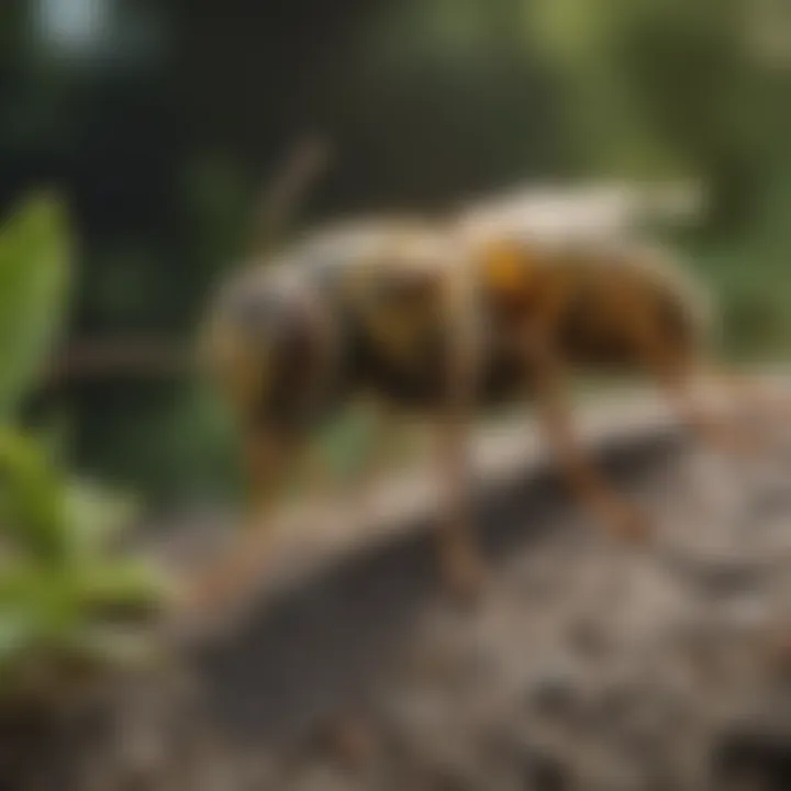 An outdoor area being treated for yellow jackets using natural repellents.