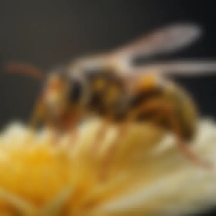 A yellow jacket identified on a flower, highlighting its distinct coloration.