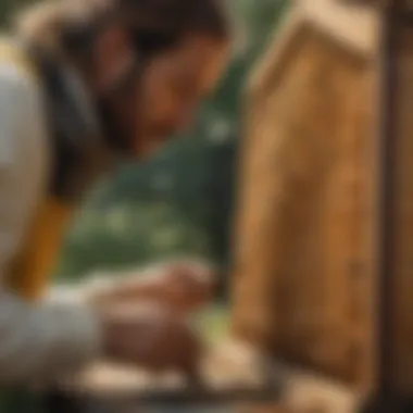 A professional inspecting a beehive, showcasing the role of experts in complex bee removal situations.