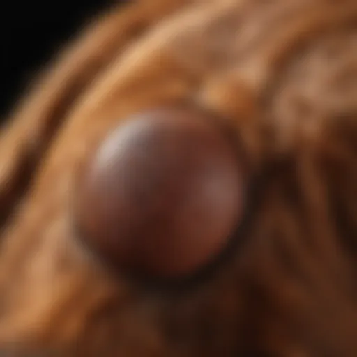 Close-up view of a brown dog tick on a pet's fur