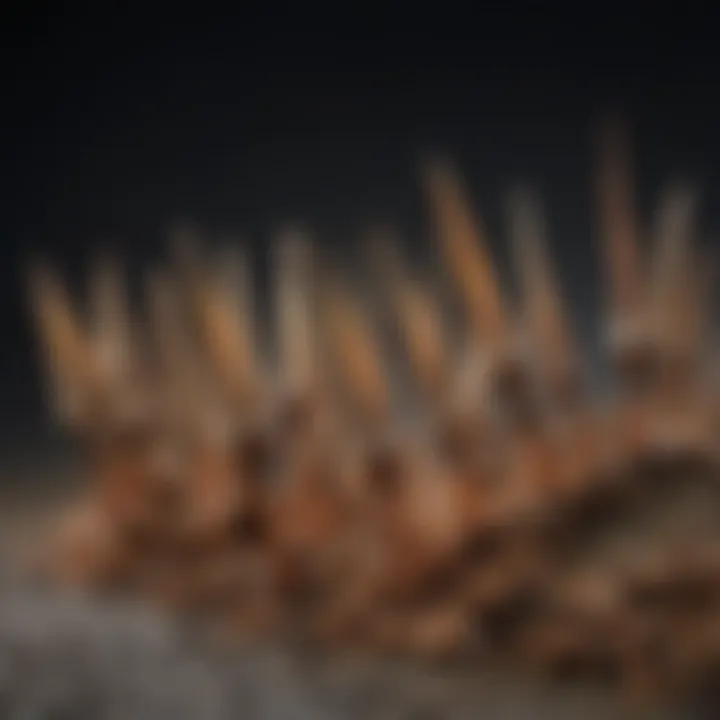 Close-up of Terro ant spikes on a surface