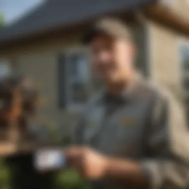 Pest control expert examining a residential property