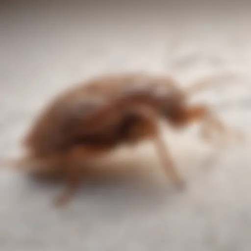 Close-up view of a bed bug on a mattress